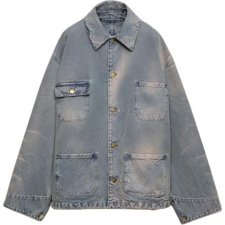Prada Distressed Vintage Canvas Jacket Coat Men's Blue