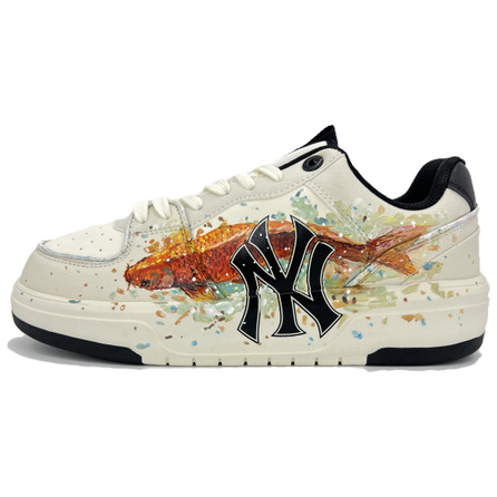 [Custom Sneakers] MLB Chunky Liner 'Abundance Every Year' Chinese Style Hand-Painted Koi Slip-Resistant Wear-Resistant Low-Top Sneakers Unisex White
