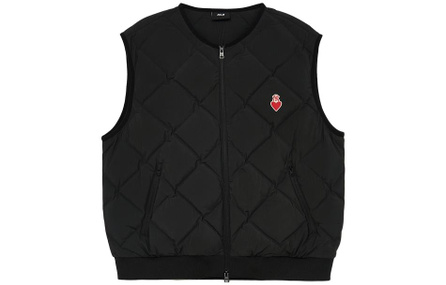 MLB New York Yankees Heart Print Crewneck Loose Fit Zip Sleeveless Vest Men's Black