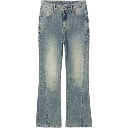Jeep American High Street Vintage Distressed Washed Loose Drape Comfortable Skin-Friendly Breathable Fashionable Versatile Height Enhancing Slimming Daily Commute Casual Sports Unique Trendy Textured Floor-Length Pants Couple Micro Flared Jeans Unisex