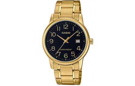 CASIO Standard Series 30M Water Resistant Quartz Movement Stainless Steel Band Japanese Korean Watch 44mm Men's Black Dial