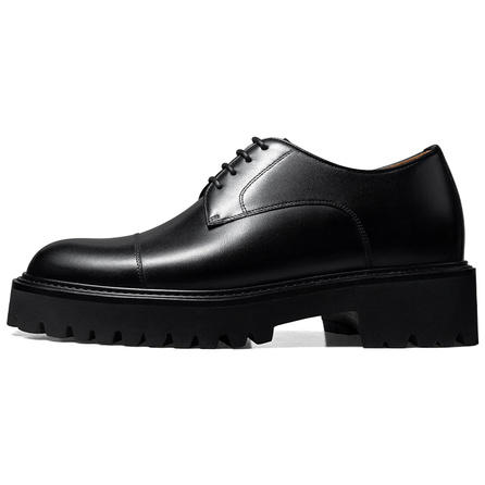 Zuti British Business Brogue Embroidered Derby Shoes Casual Shoes Approx. 7.5cm Men's Black