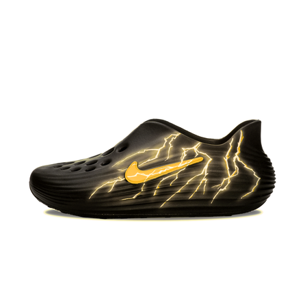 Custom Shoes: Nike ReactX Rejuven8 'Yellow Flash' Hand-Painted Neon Trendy Versatile Minimalist Comfortable Clogs Unisex Black Yellow
