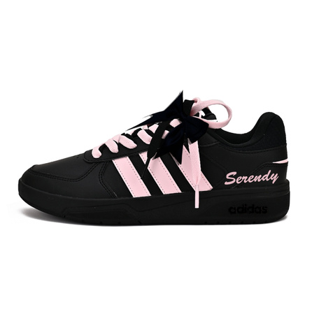 [Custom Sneakers] adidas neo Courtbeat Sweet Pink Prelude Fashion Versatile Retro Classic Niche Trend Wear-Resistant Low-Top Skate Shoes Unisex Black Pink