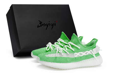 [Custom Sneakers] adidas originals Yeezy Boost 350 V2 811 Manufacture Moonlight Dark Green Special Box Ballet Style Slip-Resistant Low-Top Casual Shoes Unisex White Green