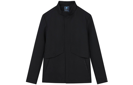 FILA Solid Color Sport Knit Stand Collar Jacket Coat Men's True Black