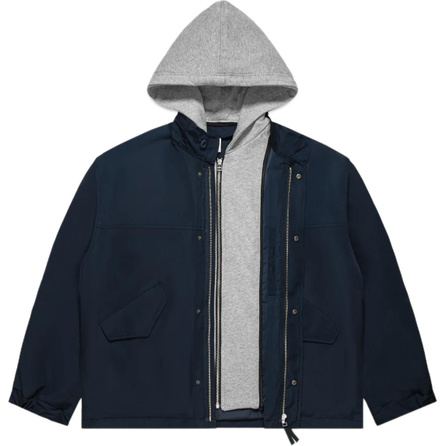 CLOT FW24 Life Is A Game Series Embroidered Logo Zipper Closure Hooded Jacket Coat Unisex Navy Blue