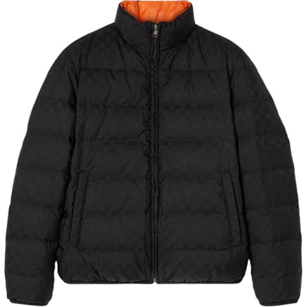 GUCCI Reversible GG Nylon Zip Stand Collar Padded Jacket Men's