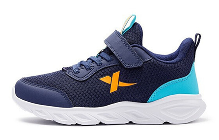 XTEP Slip Resistant, Abrasion Resistant, Breathable Low Top Kids' Running Shoes Blue Orange Teenagers
