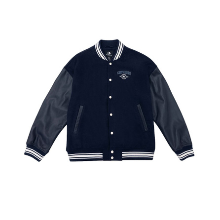 Converse Patchwork Baseball Collar Single-Breasted Long Sleeve Cotton Jacket Unisex