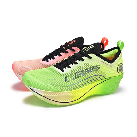 CLERSES Cushioning Slip Resistant Low Top Casual Running Shoes Unisex Green Pink Mismatched