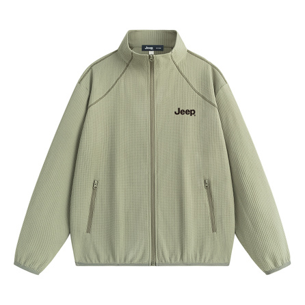 Jeep Casual Series American Vintage Urban Functional Style Textured Color-Block Hasselblad Line Patchwork Design High Street Stand Collar Cardigan Casual Sports Windproof Breathable Preppy Couple Jacket Unisex