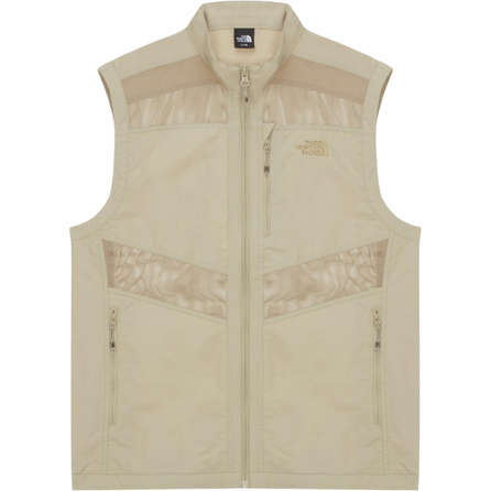 THE NORTH FACE Logo Letter Stand Collar Zip Vest Men's Light Beige