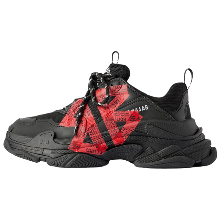 Balenciaga Triple S Logo Print Low-Top Chunky Sneakers Men's Black