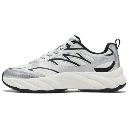 ERKE Sports Comfortable Fashion Trendy Thick Sole Height-Enhancing Retro Style Lightweight Versatile Shock-Absorbing Wear-Resistant Wrap-Around Rebound Casual Training City Commute Low-Top Dad Shoes Men's Silver White Black