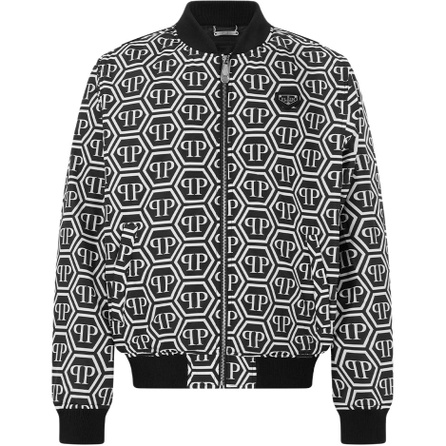 PHILIPP PLEIN FW26 PP All-Over Print Zip Baseball Collar Long Sleeve Padded Jacket Men's