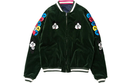 Girls Don’t Cry x HUMAN MADE Collaboration Varsity Satin Jacket Yokosuka Jacket Double-Sided Yokosuka Embroidery Oversized Logo Jacket Unisex Green