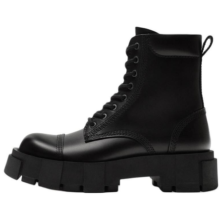 ZARA PU Simple Comfort Short-Cut Martin Boots Men's Black