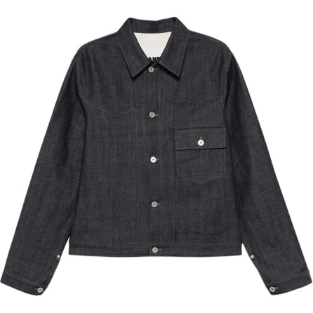 JIL SANDER SS25 Chest Pocket Single-Breasted Long Sleeve Denim Jacket Men's Oxford Blue