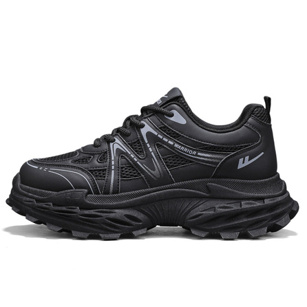 Warrior Black Warrior Mesh Shoes High-Aesthetic Outdoor Jogging Sport Commuter Comfortable Thick Sole Wear-Resistant Platform Dad Shoes Men's