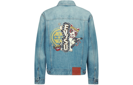 EVISU Denim Jackets Men Denim Blue