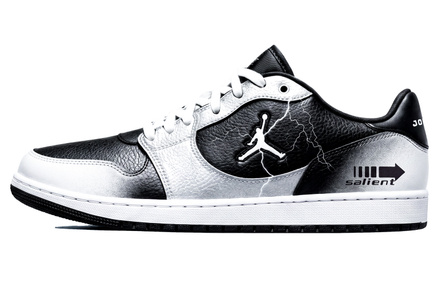 [Custom Sneakers] Jordan Court Connect Silver Mist Gradient Texture Versatile Daily Commute Detailed Design Skate Shoes Men's Silver Black