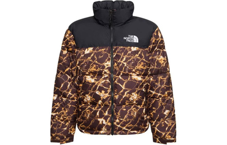 THE NORTH FACE Logo Print Stand Collar Down Jacket Unisex Brown