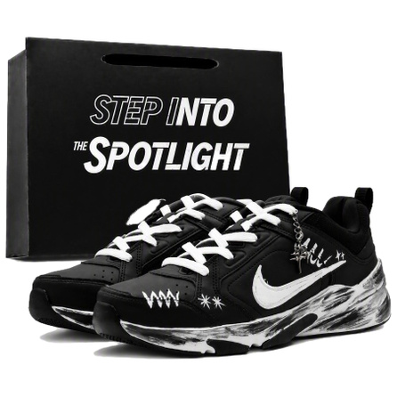 [Custom Sneakers] Nike Defy All Day Star Shuo Vintage Distressed American Street Gift Token Gift Bag Edition Campus Outfit Shock-Absorbing Breathable Non-Slip Low-Top Training Shoes Unisex Black