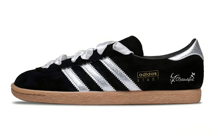 Custom Sneakers adidas Originals Stadt "Girl's Heart" Retro Vintage Versatile Casual Gentle Cute Fashion Campus Wear-Resistant Breathable Low-Top German Training Shoes Unisex Black/Silver