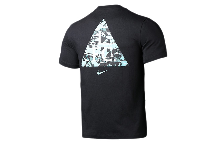 Nike Triangle Pattern Print Round Neck Short Sleeve T-Shirt Men's Black