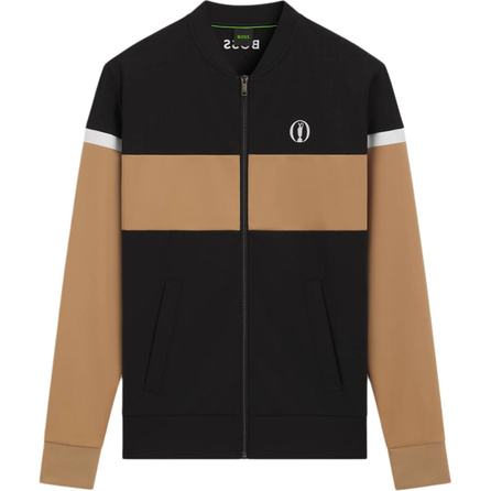 HUGO BOSS Color-Block Jersey Knit Zip Long Sleeve Jacket Coat Men's Black