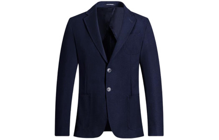 EMPORIO ARMANI Solid Single-Breasted Long Sleeve Blazer Men's Navy Blue
