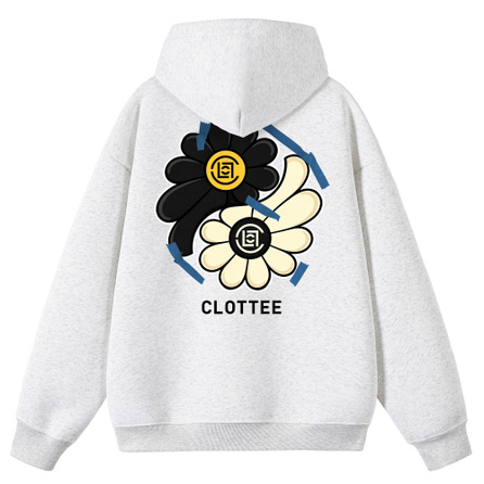 CLOT X CLOTTEE Chinese Trendy Large Floral Bagua Tai Chi Tape Element Brand Letter Drop Shoulder Loose Classic Kangaroo Pocket Hooded New Chinese Style Versatile Daily Casual Comfortable Relaxed Couple Sweatshirt Unisex