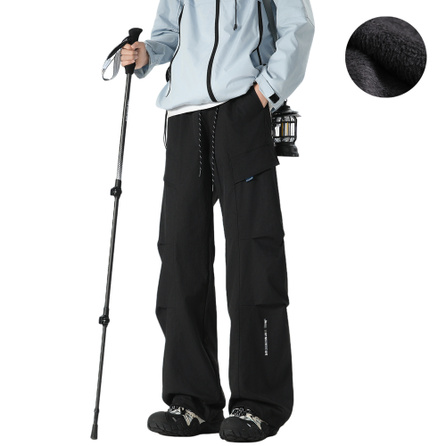 Jeep American Retro Outdoor Hiking Waterproof Windproof Functional Paratrooper Streetwear Work Pants High Street Loose Straight Leg Versatile Warm Fleece-Lined Thickened Casual Pants Men's
