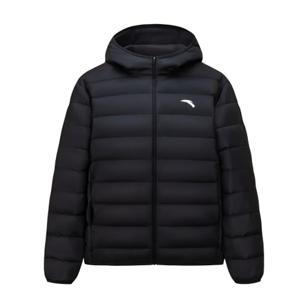Anta Lightweight Puffer Style 85 Down Lightweight Hooded Warm Windproof Water-Repellent Fall Winter Daily Commute Outdoor Sports Minimalist Versatile Classic Lightweight Down-Proof Non-Bulky Down Jacket Men's Basic Black