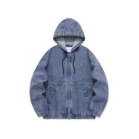 Covernat Denim Jacket 20 Unisex Solid Color Hooded Zip-Up Jacket Unisex