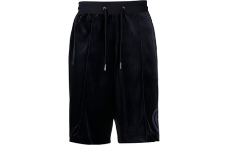 Armani SS23 Logo Solid Color Drawstring Straight Leg Casual Shorts Men's Black