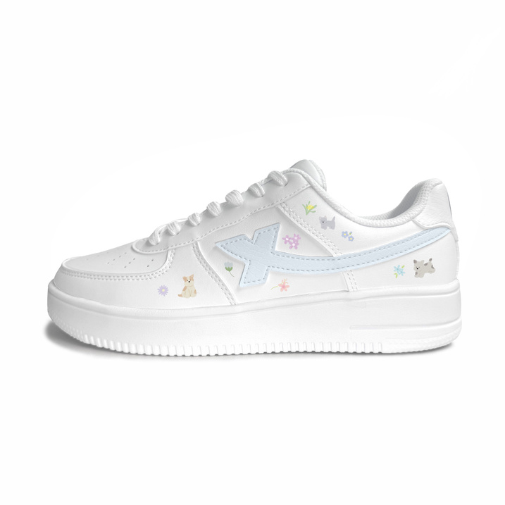 [Custom Sneakers] Xtep Endless Summer Fresh Versatile Minimalist Girl Wear-Resistant Non-Slip Low-Top Skate Shoes Unisex Blue