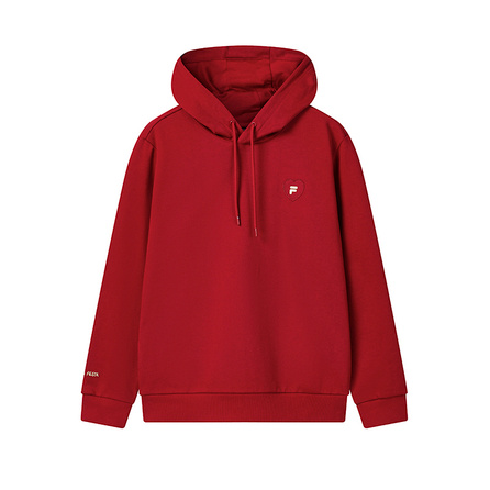 FILA CNY 'Take Off Immediately' Year of the Horse Limited New Year Fashion Personality Trend Classic Retro Sporty Casual Versatile Texture Embroidered Cotton Comfortable Skin-Friendly Soft Hooded Blush Sweatshirt Unisex Rhythm Red