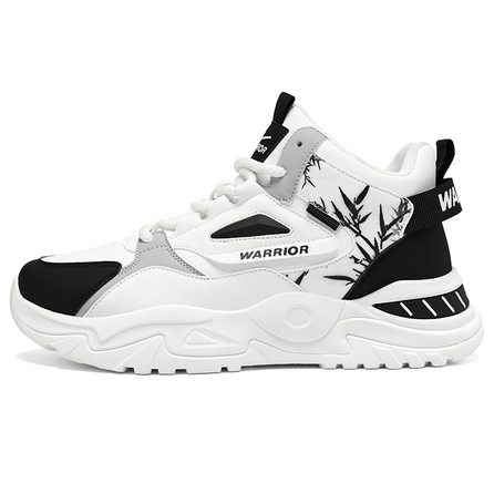 Warrior 'Trendy Versatile' Chinese Ink Bamboo Autumn Winter Sports Shoes Casual Shoes Thick Sole Comfortable Wear-Resistant Heightening High-Top Dad Shoes Men's
