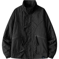 Jeep Lifestyle American Retro Workwear Zip Large Pocket Outdoor Street Tough Guy Stand Collar Windproof Jacket Solid Color Minimalist Trendy Comfortable Casual Crisp Jacket Unisex черное