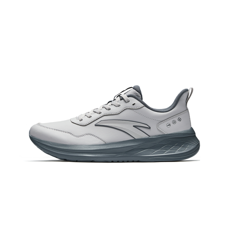 Anta Cloud Escape Lite Leather Version Water-Repellent Campus Military Training Fitness Test Minimalist Comfortable BASF Insole PP Film Outdoor Sports Fitness Commute Versatile Shock-Absorbing Low-Top Casual Running Shoes Men's Chip Smoke Gray