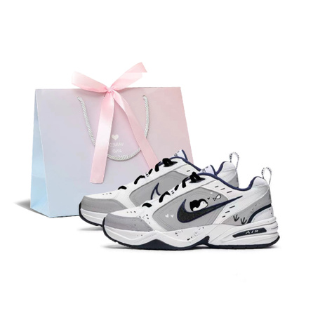[Custom Sneakers] Nike Air Monarch 4 Copernicus Creation Lying Penguin Fabric Leather Cute Pet Hand-Painted Graffiti Wear-Resistant Lightweight Height-Increasing Low-Top Dad Shoes Unisex White