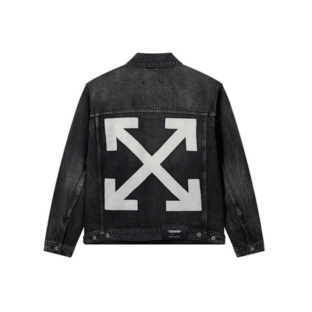 OFF-WHITE High-Street Retro Distressed Arrow Fashion Light Luxury Trendy Versatile Denim Jacket Unisex