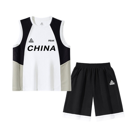 Peak Casual Sports Set Comfortable Soft Summer Mesh Quick-Dry Boys' Breathable Sleeveless Vest Loose Shorts Two-Piece Set Lightweight Running Fitness Training Clothes Kids'