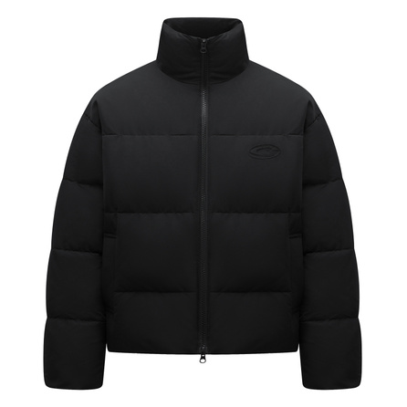 CLIMAX VISION C Series Zipper 3D C Letter Solid Genderless Versatile Thickened Warm Cold-Resistant Cloud Puff Stand Collar Puffy Loose Down Jacket Unisex Black