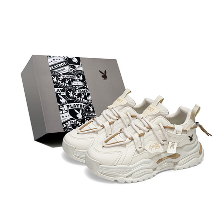 Playboy Personalized Trendy Dopamine Color Palette Retro Deconstructed Design High Street Preppy Style Daily Commute Casual Sports Comfortable Versatile Thick Sole Height-Boosting Wrap-Around Wear-Resistant Breathable Anti-Slip Low-Top Dad Shoes Men's Gif