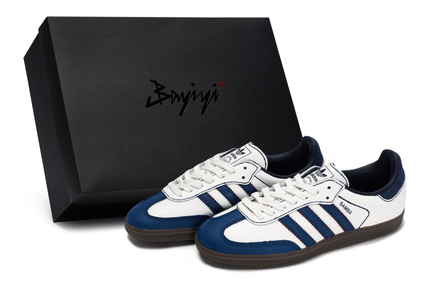 [Custom Sneakers] adidas Originals SAMBA OG 811 Made Return Special Box Premium Minimalist Low-Top Skate Shoes Unisex White Blue