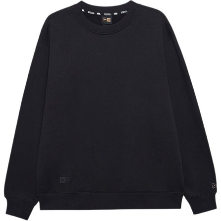 New Era Black Label Series Minimalist Solid Color Round Neck Textured Long Sleeve Sweatshirt Unisex Black
