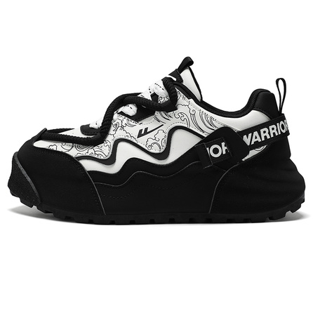 Warrior Fashion Trendy Casual Versatile 'Wave' Double Lace Structure Wrap Sole Sneakers Chunky Low-Top Dad Shoes Men's
